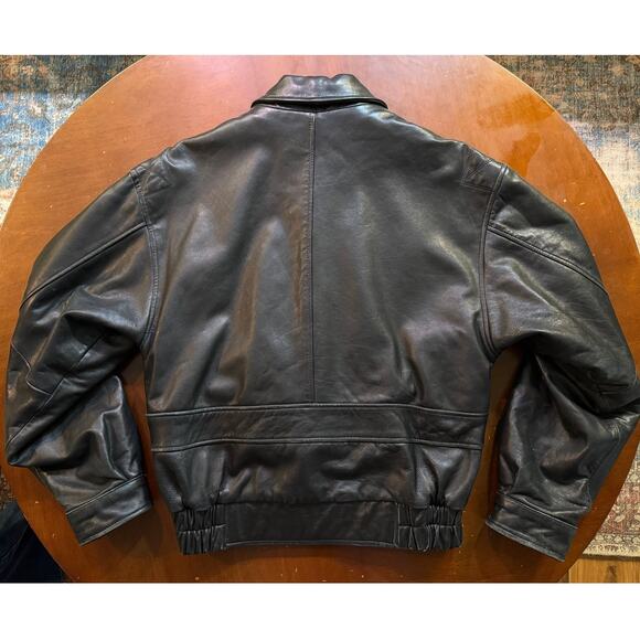 Vintage Mens Lined Wilsons Leather Black Bomber Removable Liner Distressed - Picture 3 of 15